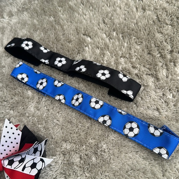 Set of 2 Soccer-Themed Hair Bows & Matching Headbands - Picture 4 of 4